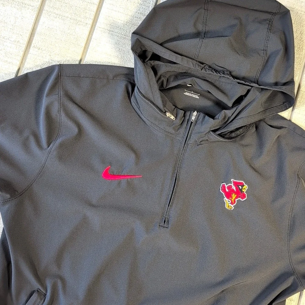 Nike NBA Louisville Cardinals Hoodie Men's Size Large Black Short Sleeve Zipper